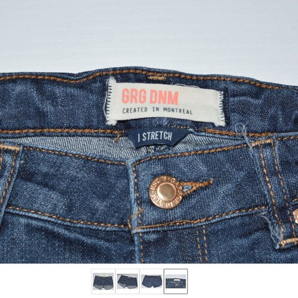 Denim Shorts Hotpants Women sz 3 Blue Folded Frayed Hem Blue Garage Dnm - Picture 3 of 4